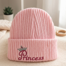 KW102: Baby Embroidered Princess Knitted Hat (Newborn -3 Months)